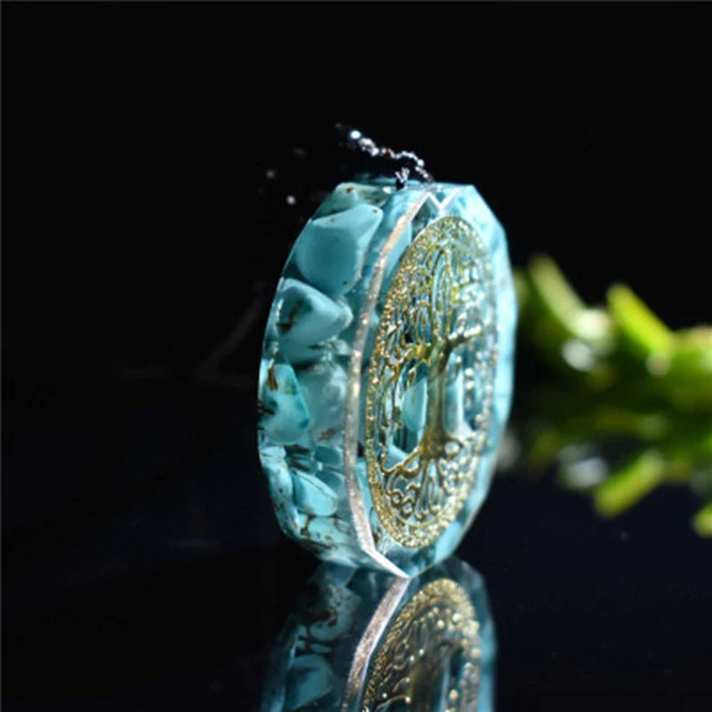 Pendentif Orgonite "Anahata" en Turquoise