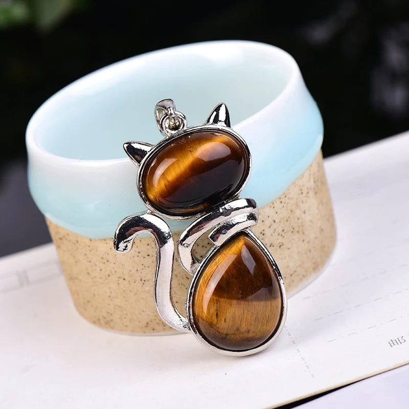 Pendentif Chat en Pierre Naturelle