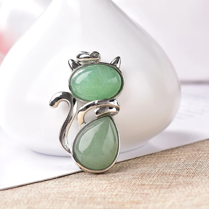 Pendentif Chat en Pierre Naturelle