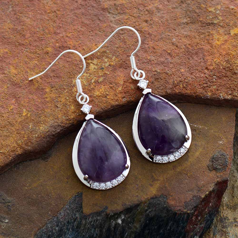 Boucles d'Oreilles "Goutte" en Améthyste