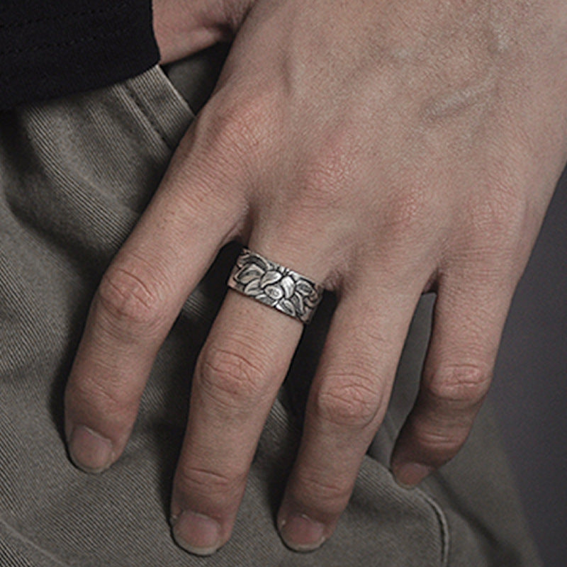 Anneau Ajustable "Fleur de Lotus" en Argent