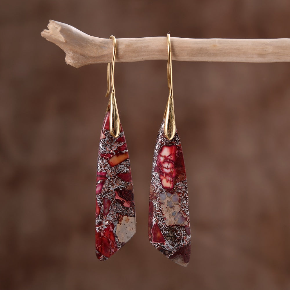 Boucles d'Oreilles Vintage en Jaspe