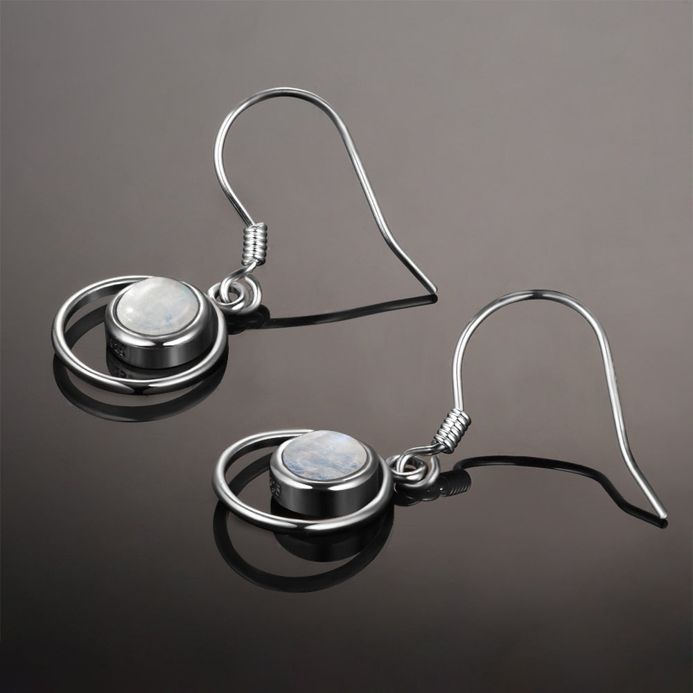 Boucles d'Oreilles en Péristérite (Labradorite Blanche)