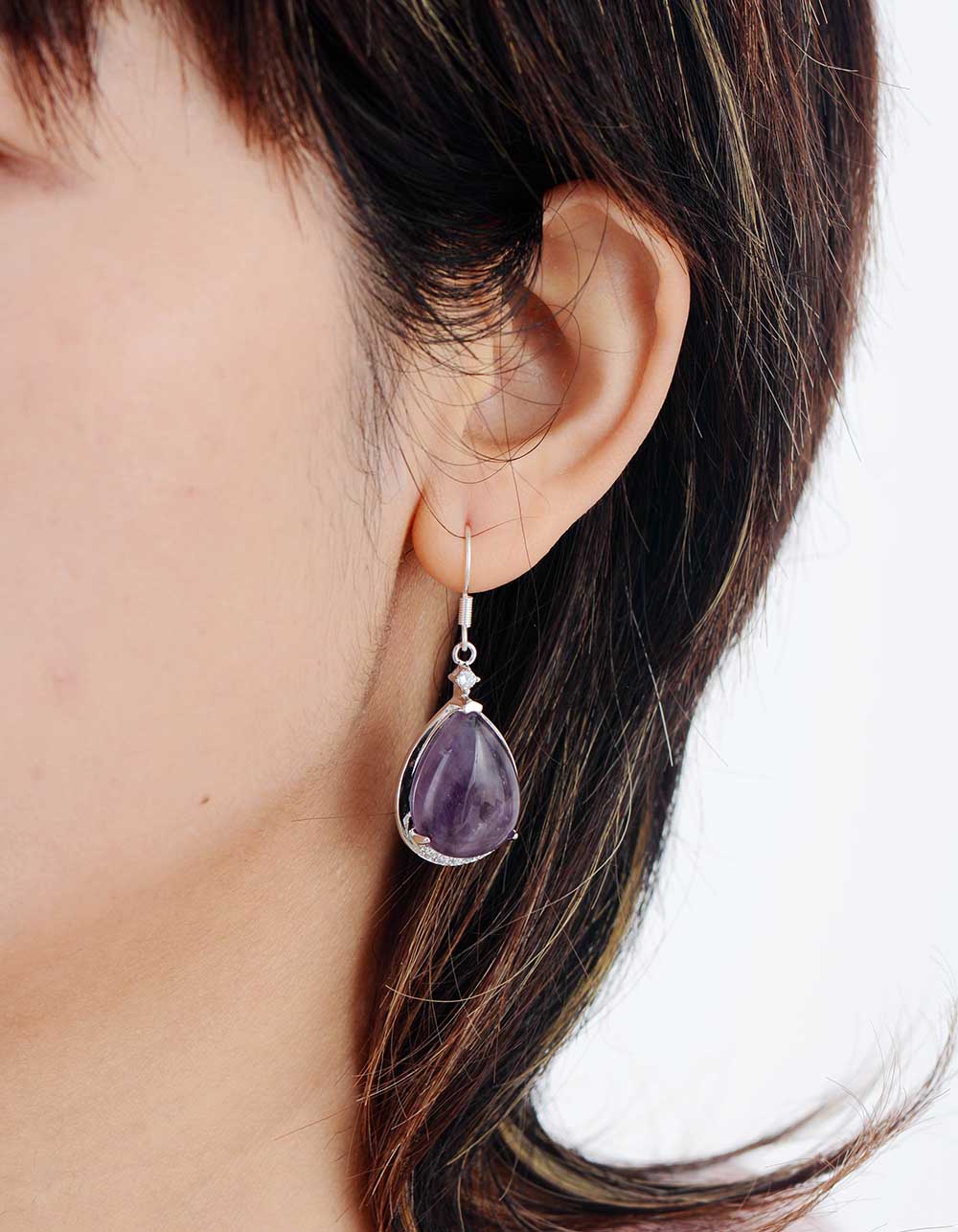 Boucles d'Oreilles "Goutte" en Améthyste