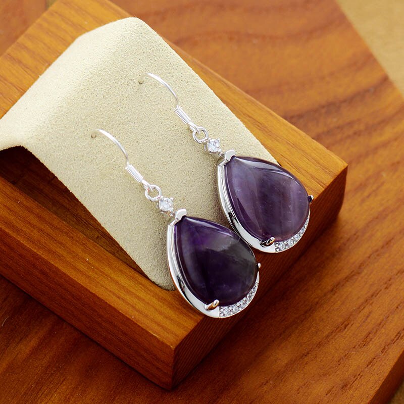 Boucles d'Oreilles "Goutte" en Améthyste