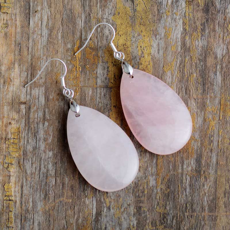 Boucles d'Oreilles en Quartz Rose