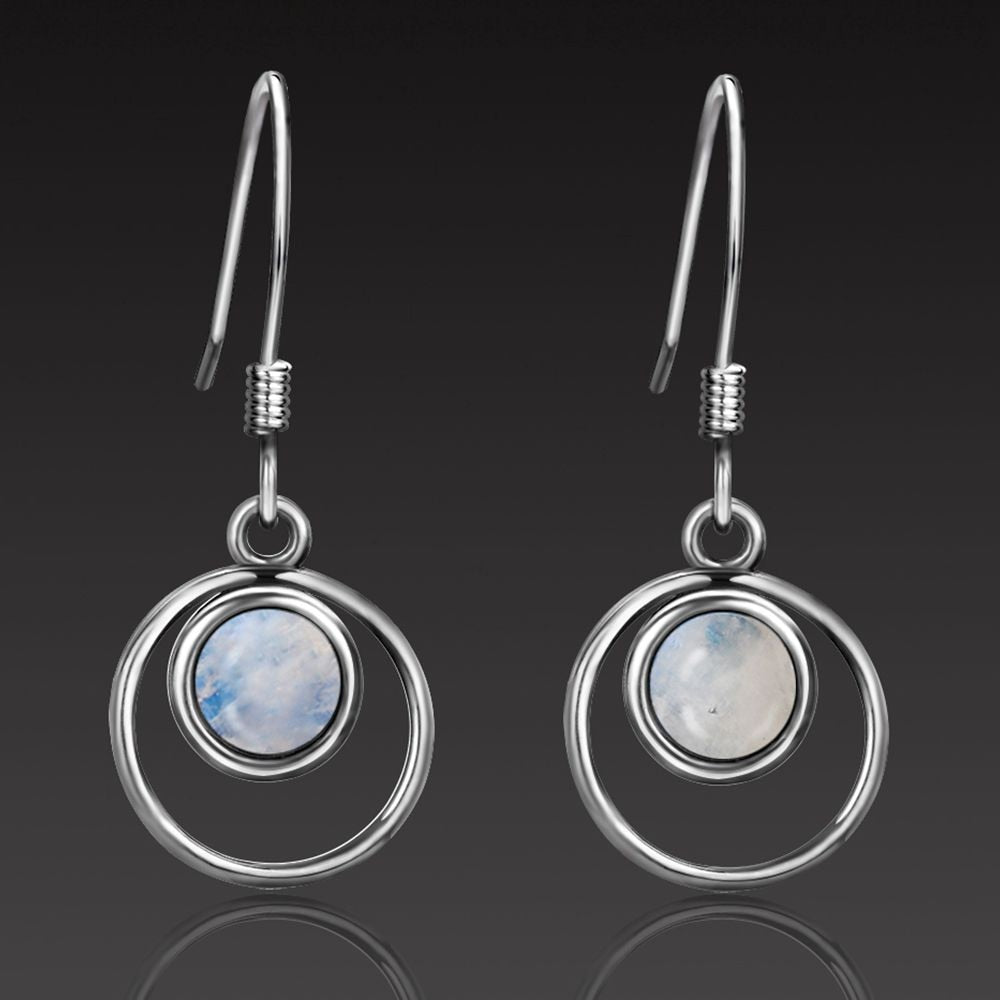 Boucles d'Oreilles en Péristérite (Labradorite Blanche)