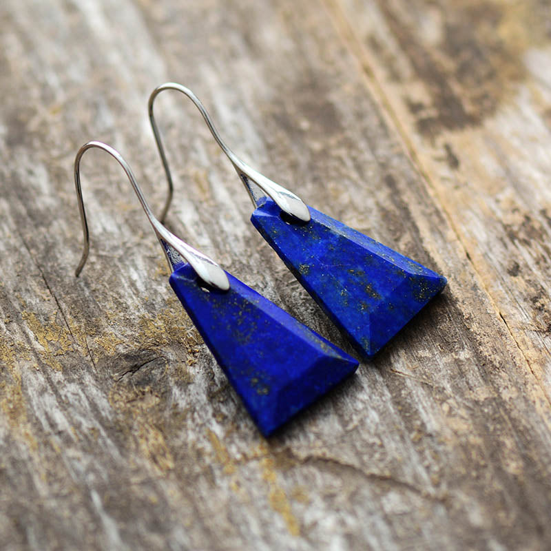 Boucles d'Oreilles Minimalistes en Lapis Lazuli