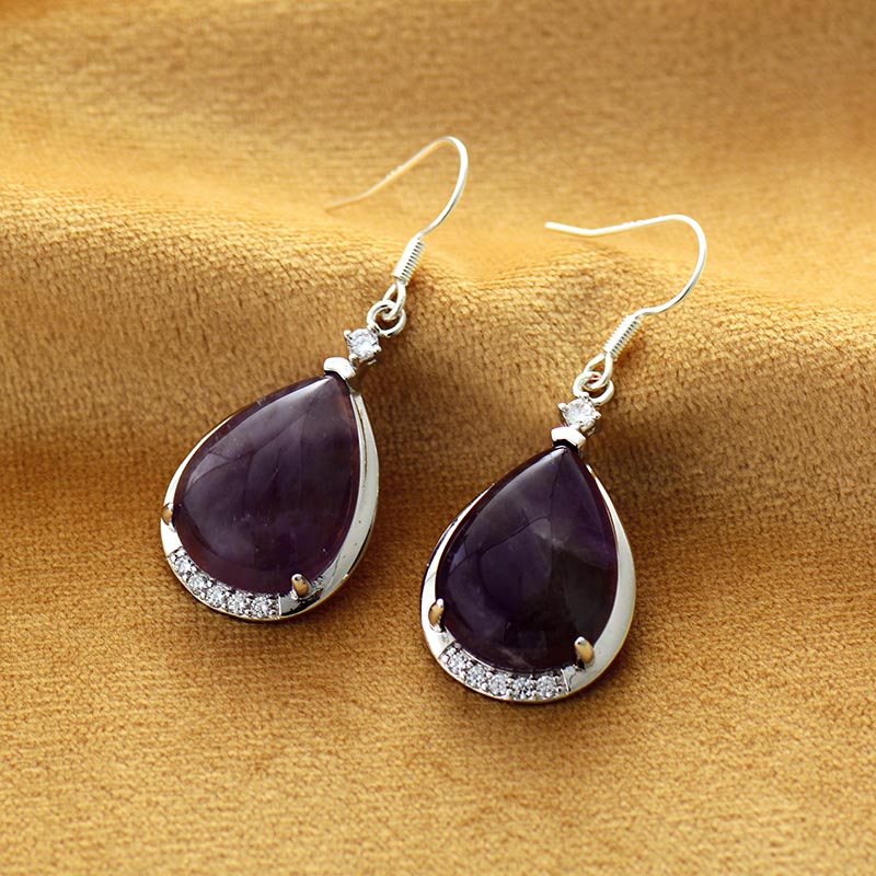 Boucles d'Oreilles "Goutte" en Améthyste