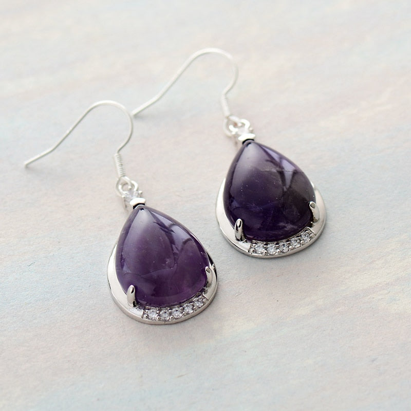 Boucles d'Oreilles "Goutte" en Améthyste