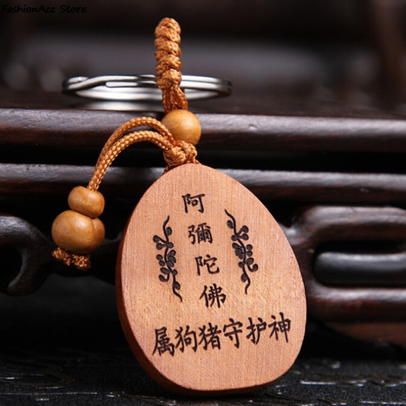 Porte clés Bouddha en bois de Rose