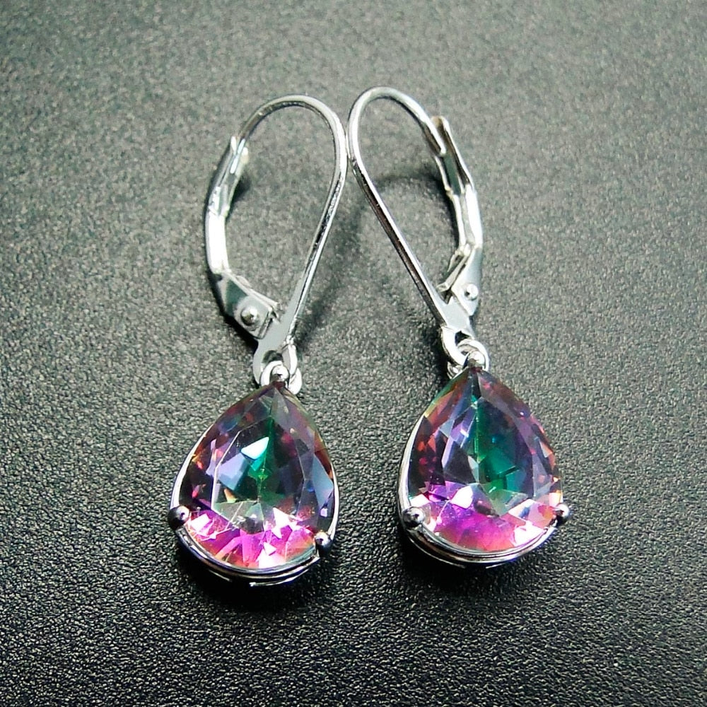 Boucles d'Oreilles en Topaze Mystique Arc-en-Ciel