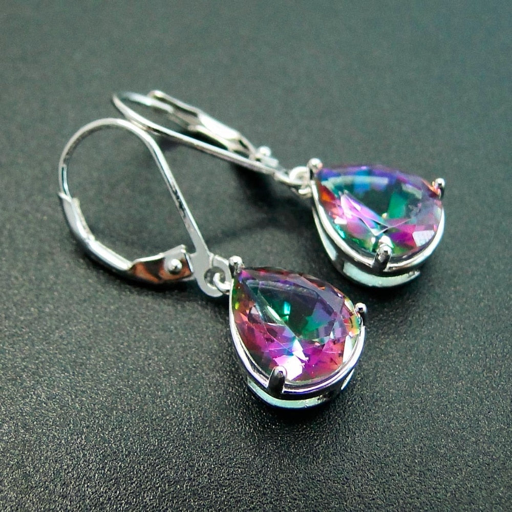Boucles d'Oreilles en Topaze Mystique Arc-en-Ciel