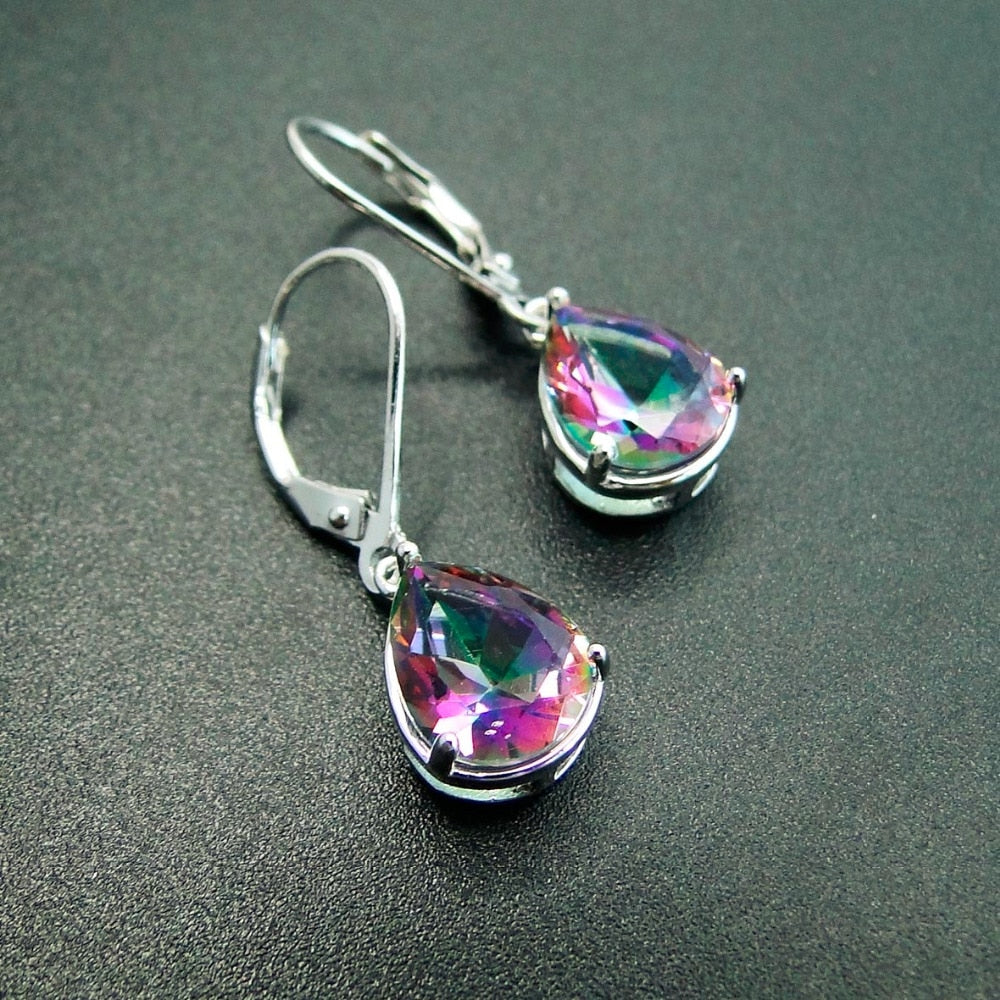 Boucles d'Oreilles en Topaze Mystique Arc-en-Ciel