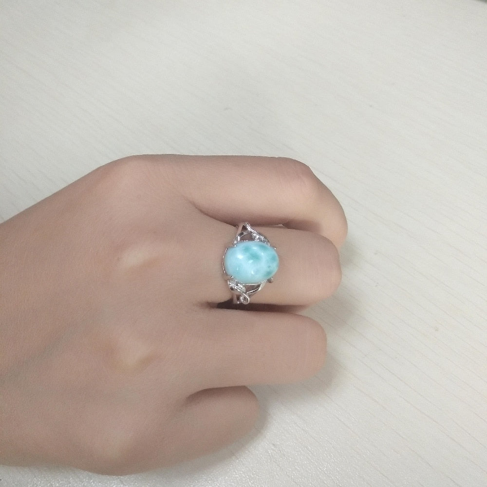 Bague Ajustable "Océan" en Larimar