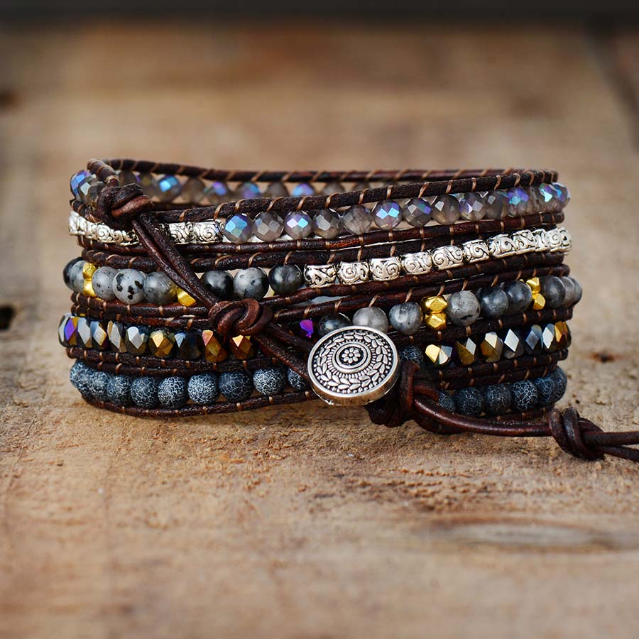 Bracelet Wrap "Ancrage & Sécurité" en Onyx Noir