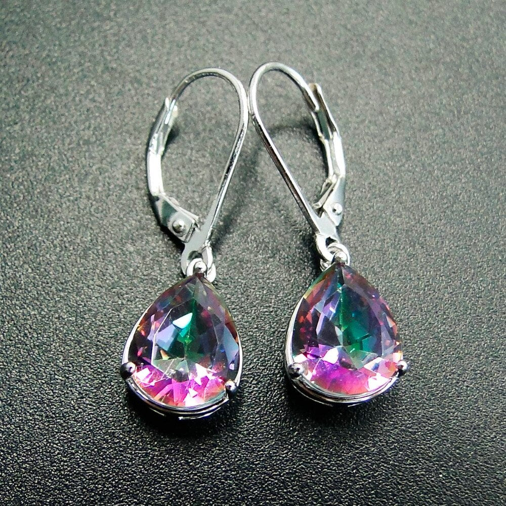 Boucles d'Oreilles en Topaze Mystique Arc-en-Ciel