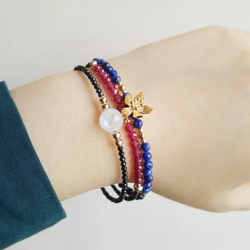 Bracelet "Ancrage & Lumière" en Spinelle & Péristérite (Labradorite Blanche)