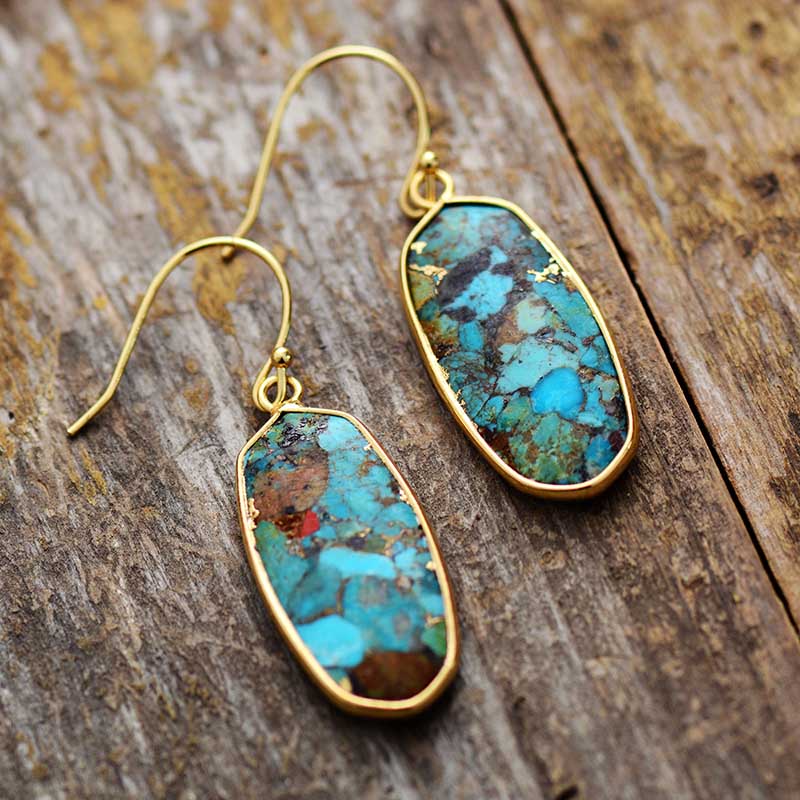 Boucles d'Oreilles Pendantes en Turquoise