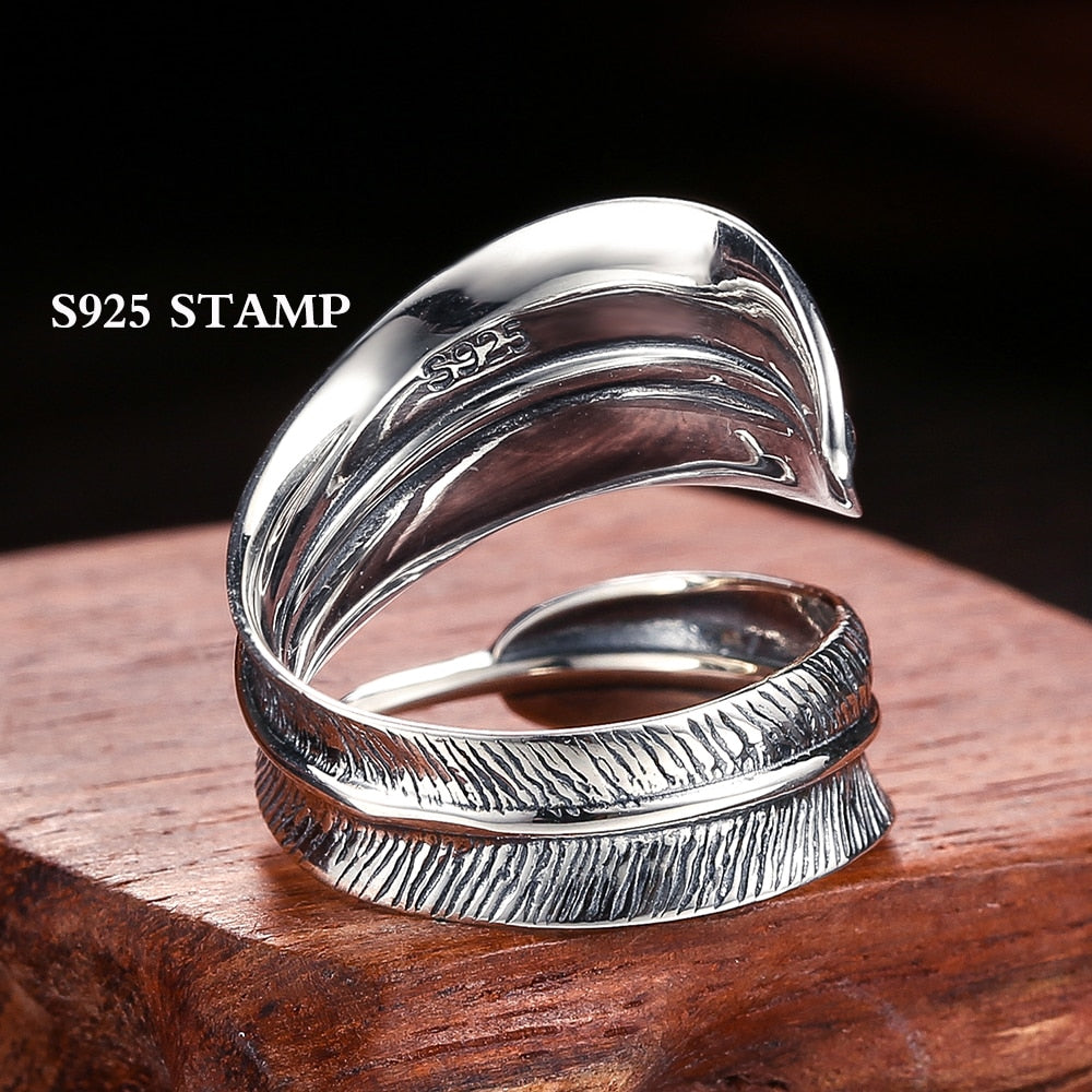 Bague Ajustable "Plume d'Ange" en Argent