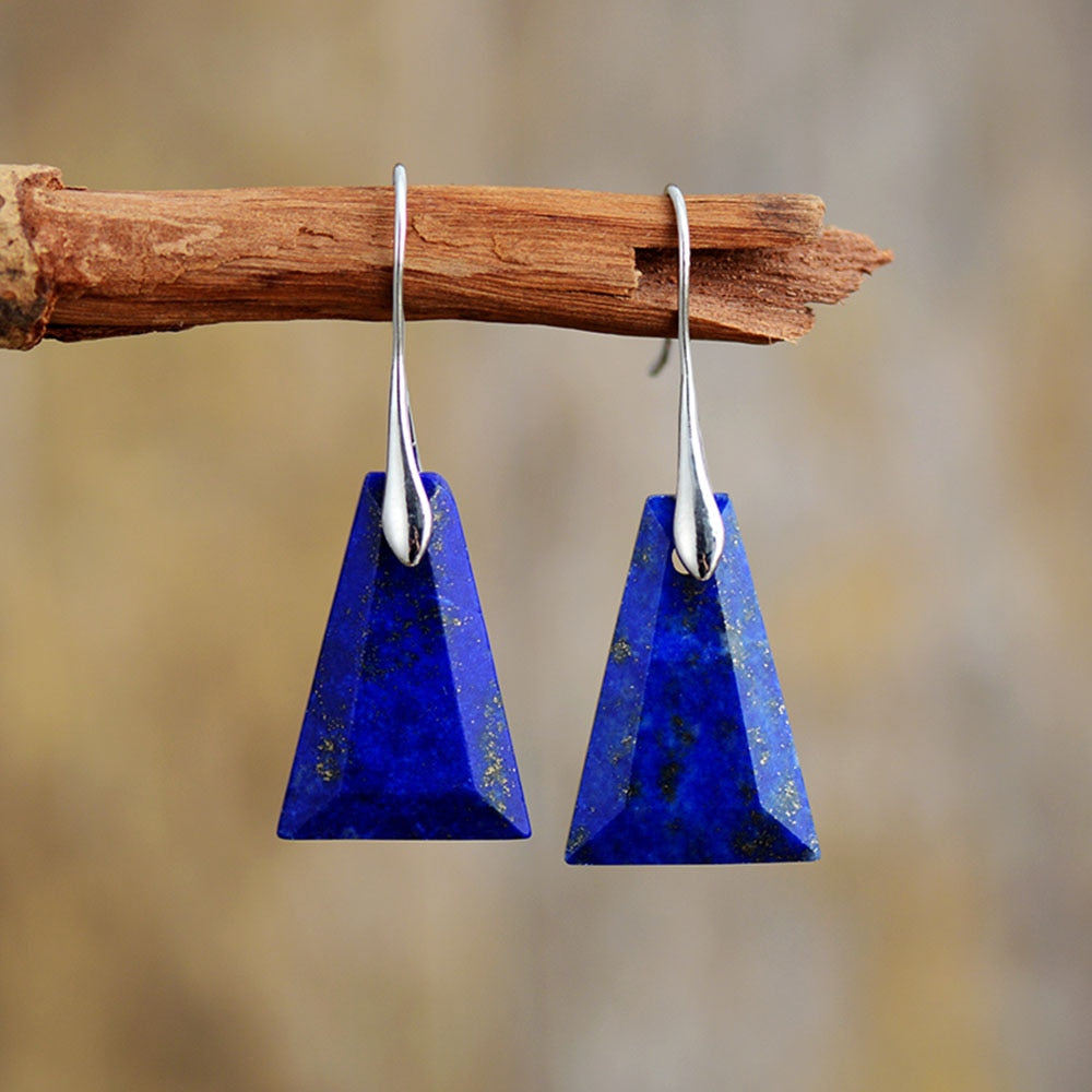 Boucles d'Oreilles Minimalistes en Lapis Lazuli