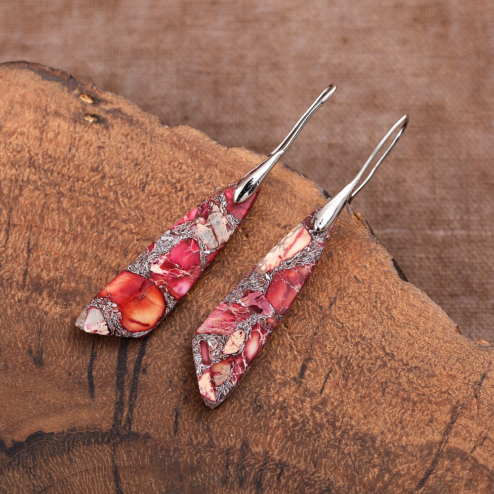 Boucles d'Oreilles Vintage en Jaspe