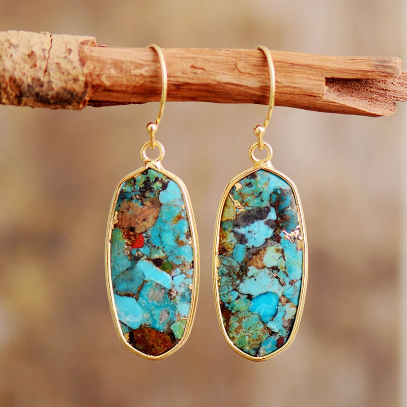 Boucles d'Oreilles Pendantes en Turquoise