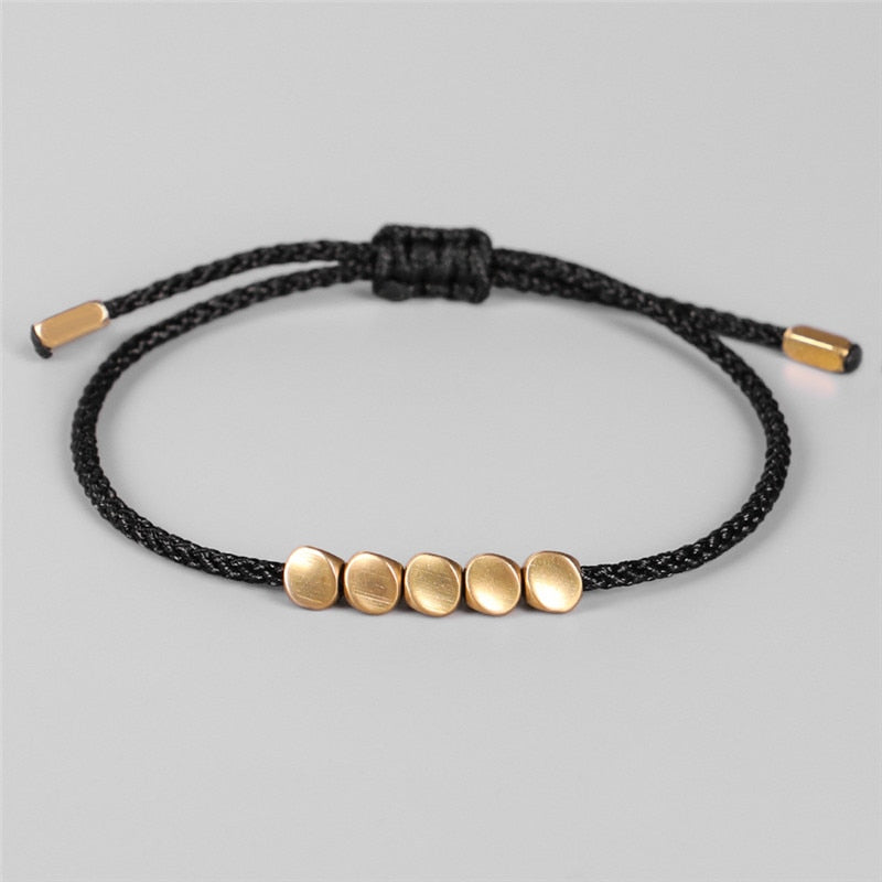 Bracelets Bouddhistes "Porte-Bonheur" Rouge & Noir avec Perles en Cuivre