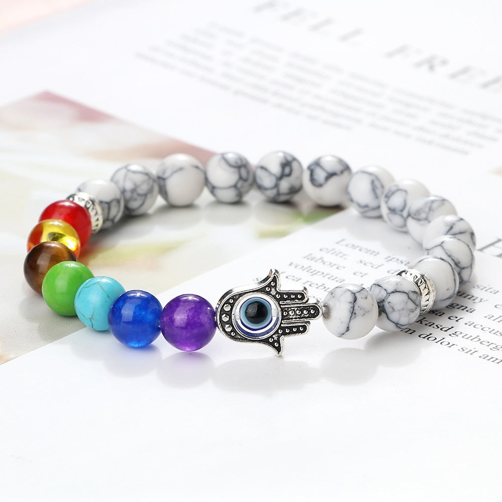 Bracelet 7 chakras howlite - SÉRENITÉ