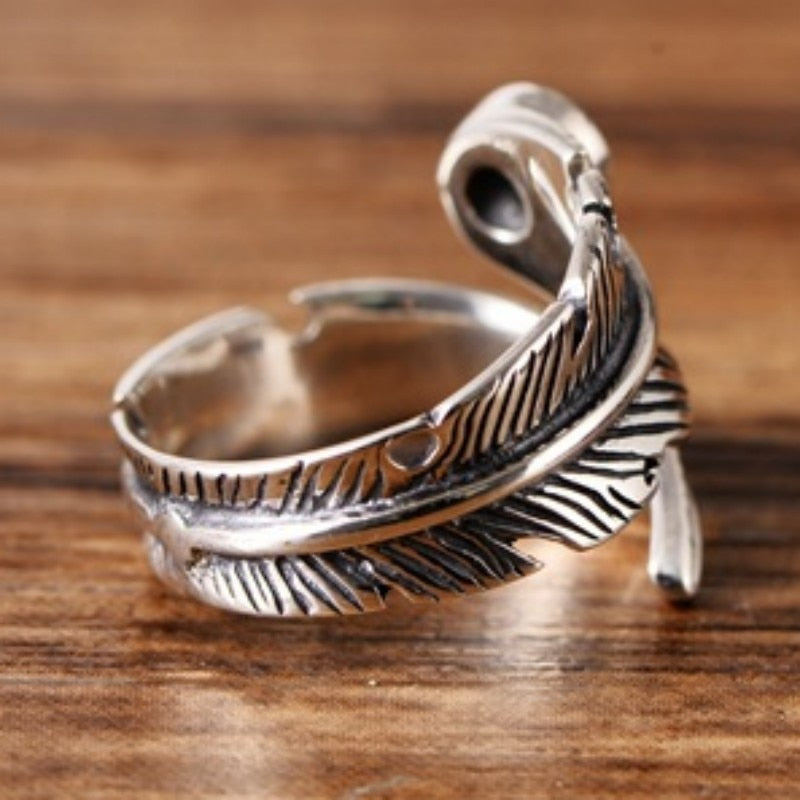 Bague plume en argent Sterling 925 véritable et turquoise