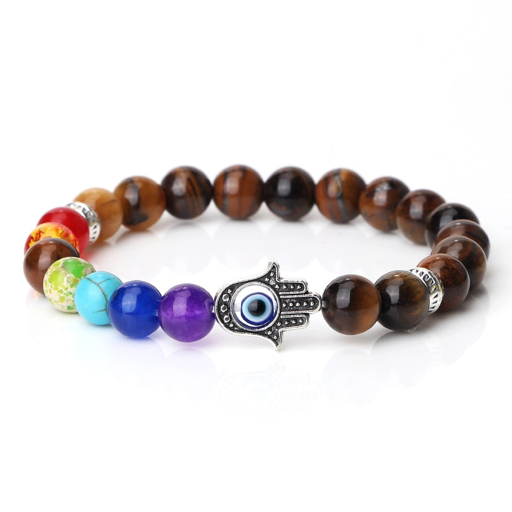 Bracelet 7 chakras œil de tigre - PROTECTION