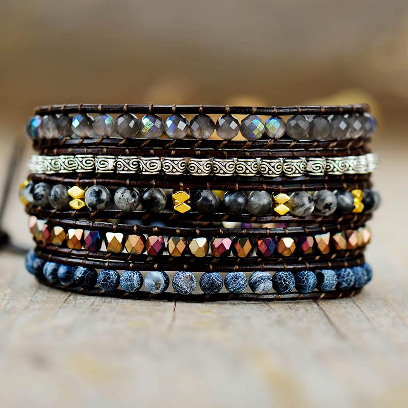Bracelet Wrap "Ancrage & Sécurité" en Onyx Noir