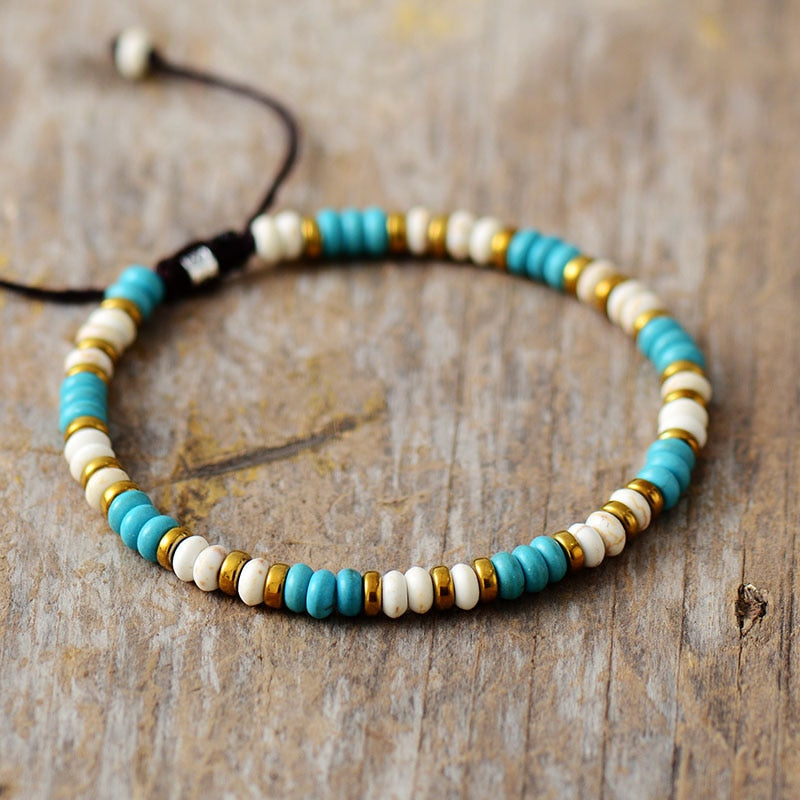 Bracelet "Vibration" en Turquoise & Howlite