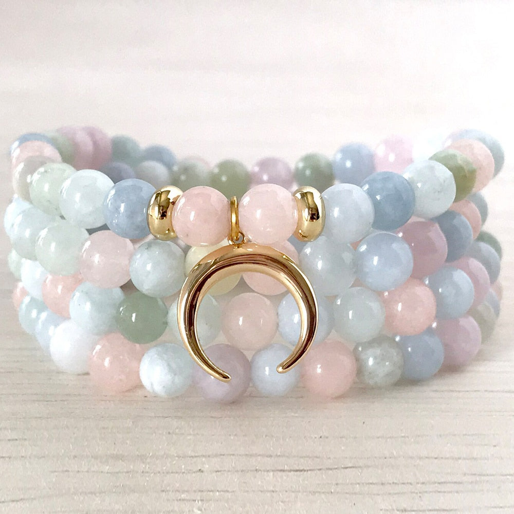 Bracelet Mala "Lune" en Morganite