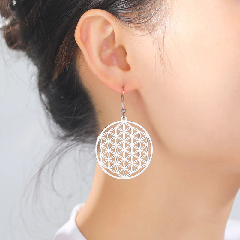 Boucles d'oreilles en fleur de vie bijoux Vintage