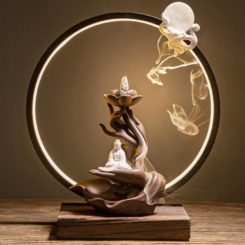Brûleur d'Encens "Main de Bouddha" en Céramique