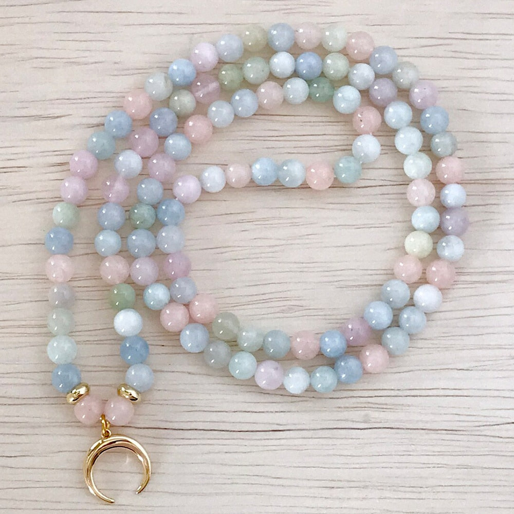 Bracelet Mala "Lune" en Morganite