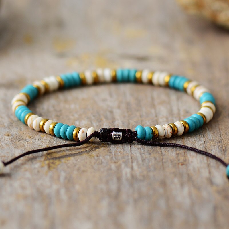 Bracelet "Vibration" en Turquoise & Howlite