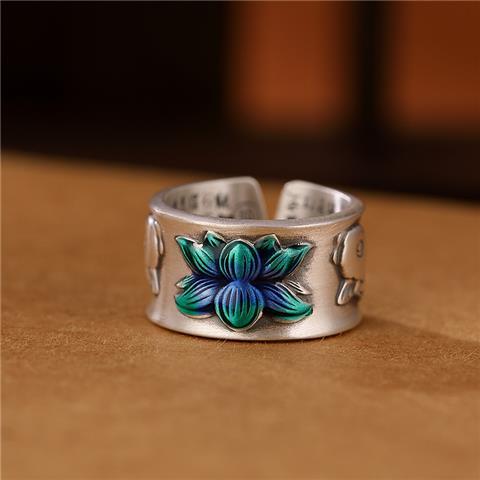 Bagues bouddhistes anneaux ouverts sutra en argent Sterling