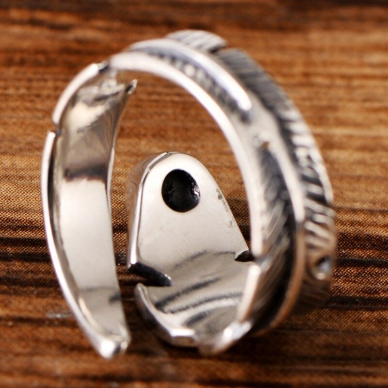 Bague plume en argent Sterling 925 véritable et turquoise