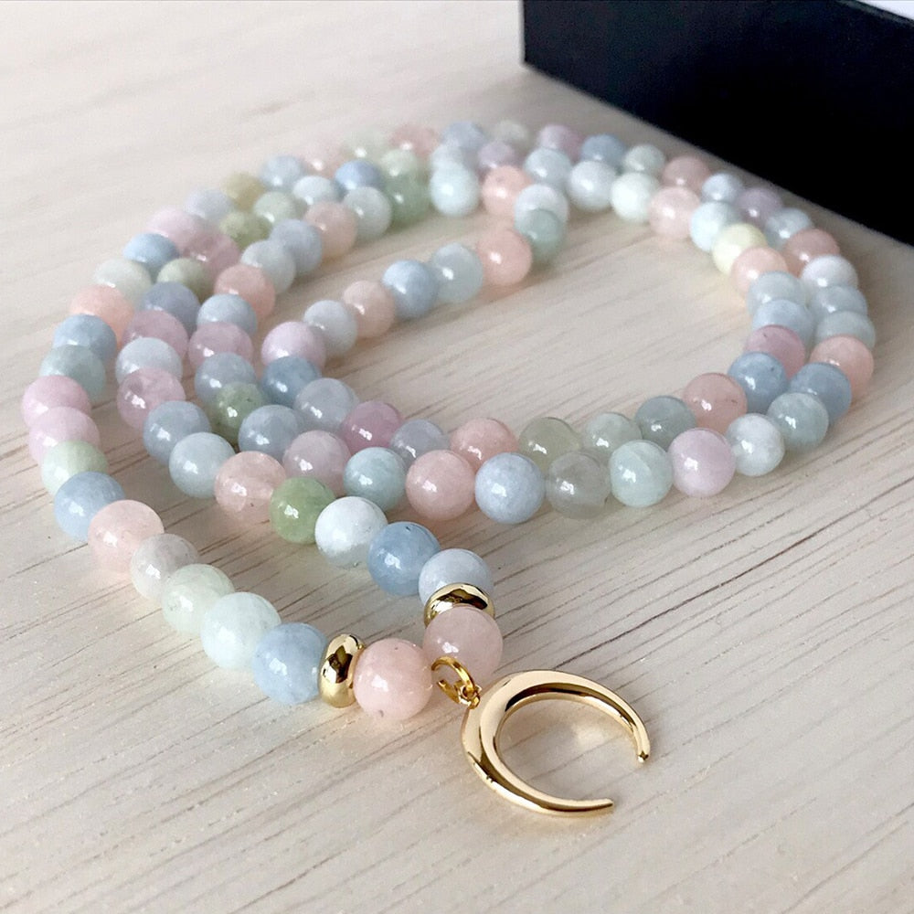 Bracelet Mala "Lune" en Morganite
