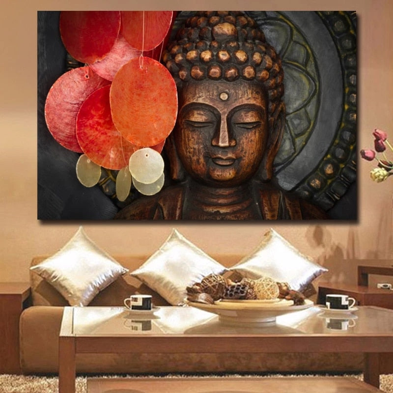 Toile Portrait Bouddha Bronze