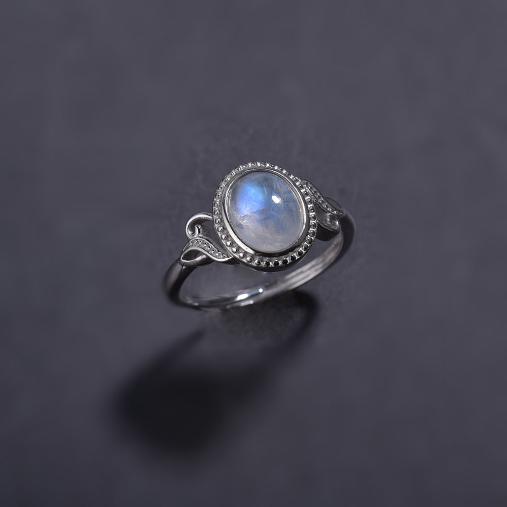 Bague Ajustable "Élégance" en Labradorite Blanche & Argent