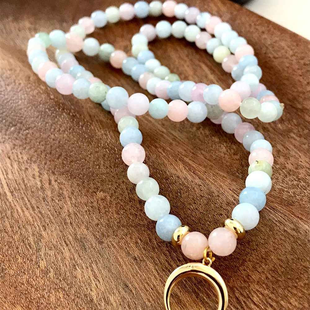 Bracelet Mala "Lune" en Morganite