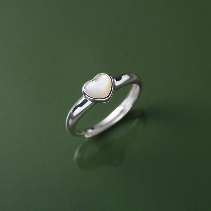 Bague Ajustable Coeur en Pierre de Lune