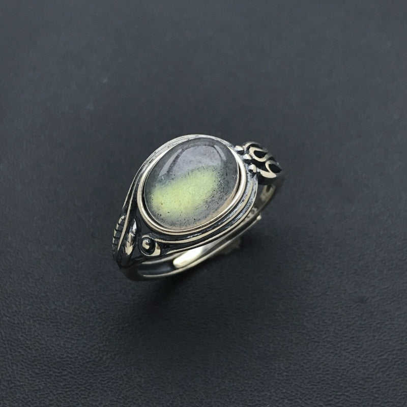 Bague Ajustable "Sensibilité" en Aigue-Marine & Argent