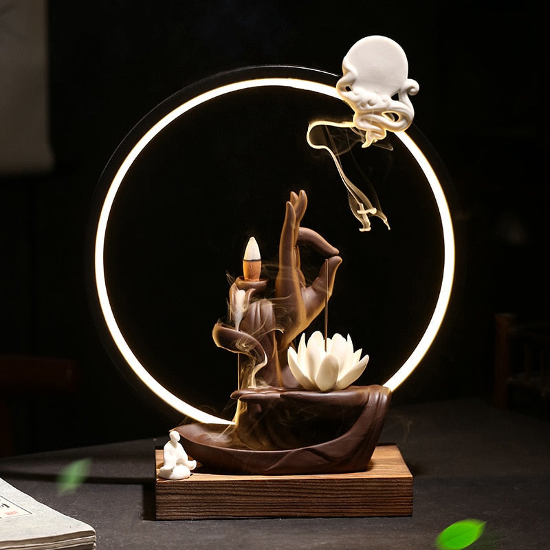 Brûleur d'Encens "Main de Bouddha" en Céramique
