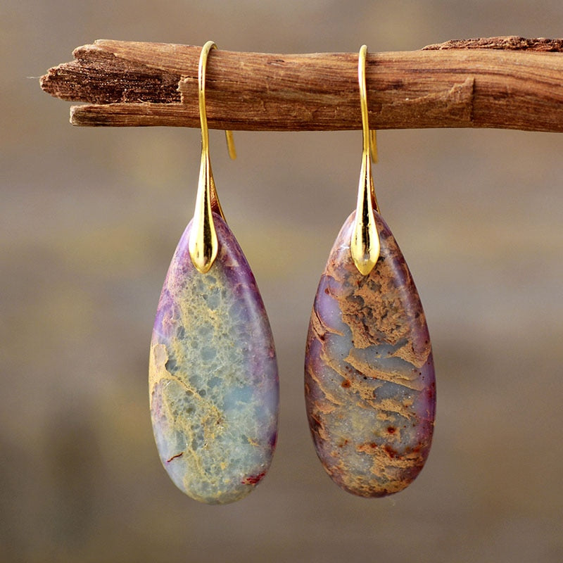 Boucles d'Oreilles Larmes en Jaspe