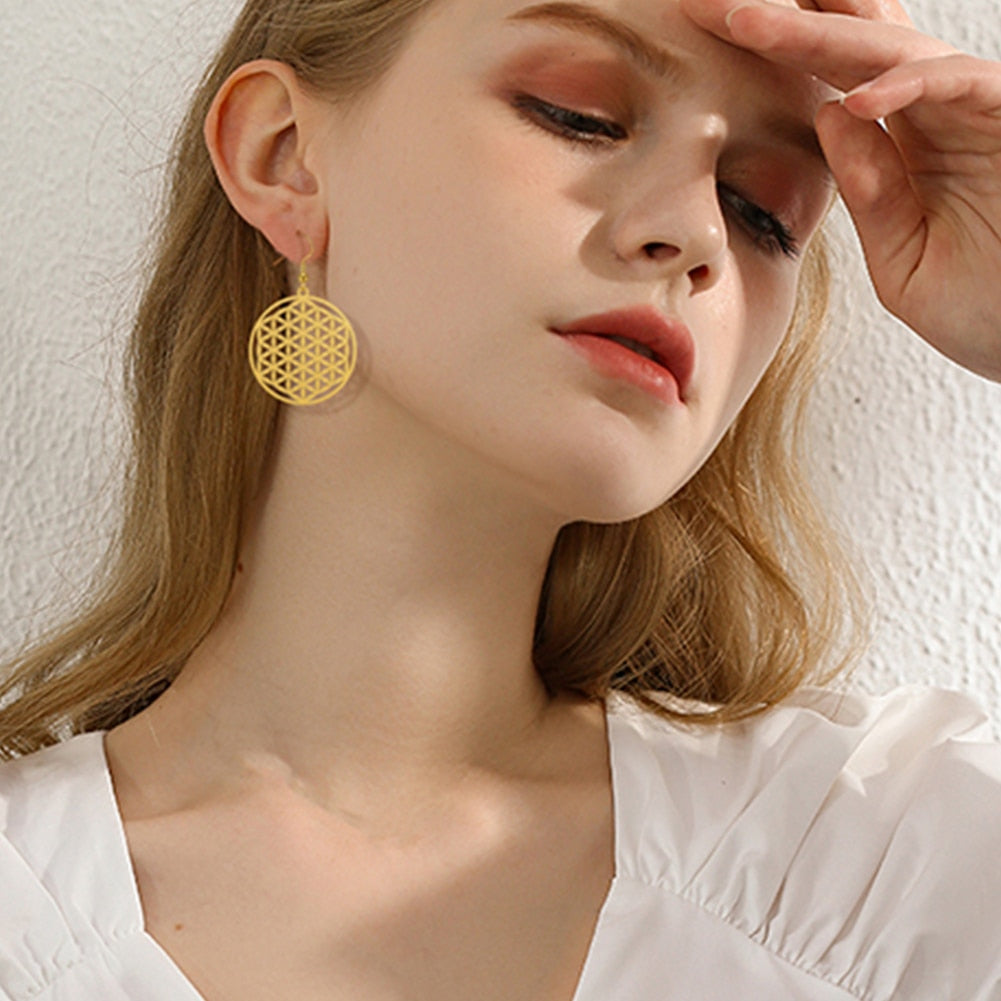 Boucles d'oreilles en fleur de vie bijoux Vintage