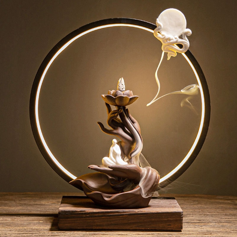 Brûleur d'Encens "Main de Bouddha" en Céramique
